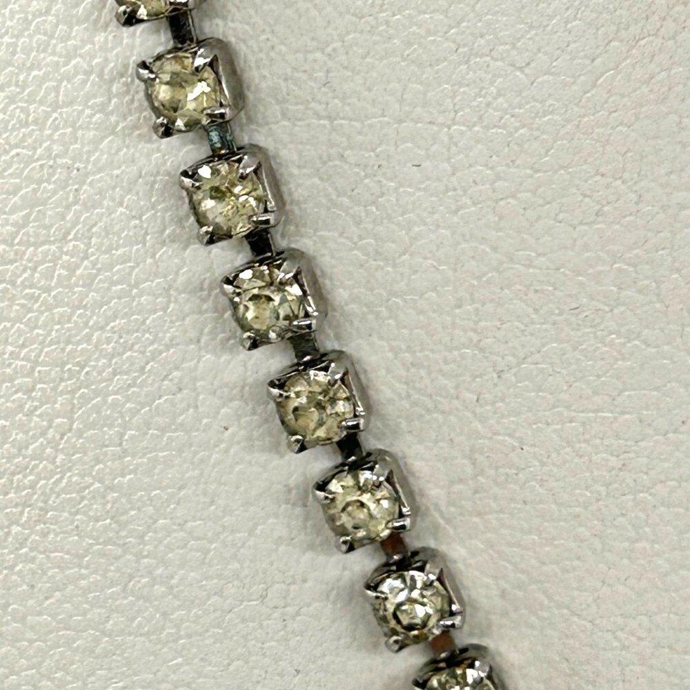 Vintage Weiss Rhinestone Necklace Choker Marquise Round Cut Wedding Formal Retro - Picture 7 of 11